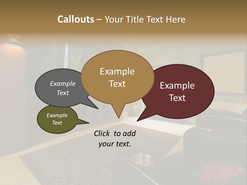 A Living Room With A Large Screen Tv PowerPoint Template