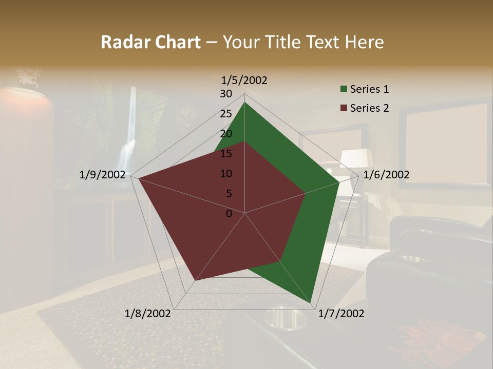 A Living Room With A Large Screen Tv PowerPoint Template