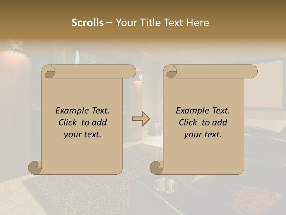 A Living Room With A Large Screen Tv PowerPoint Template