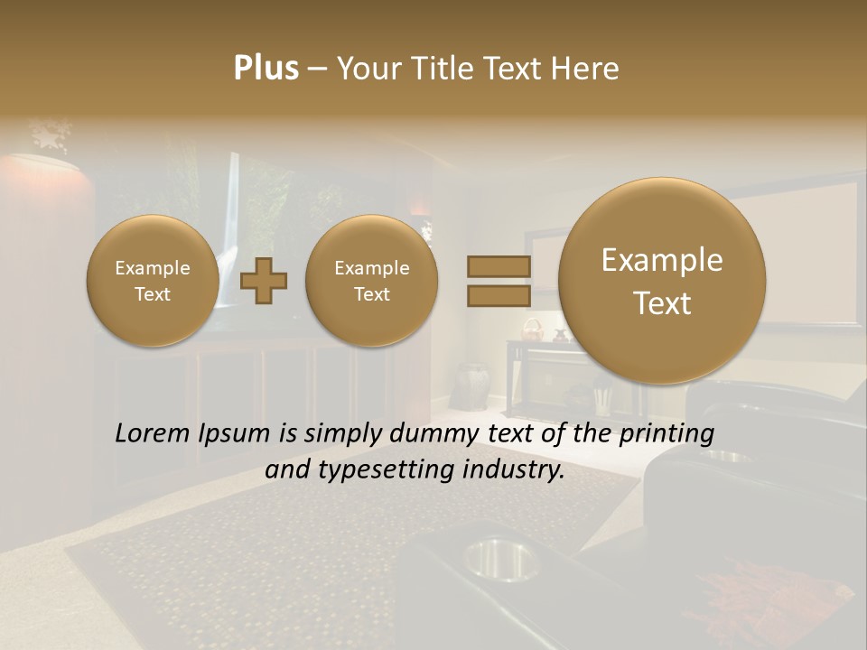 A Living Room With A Large Screen Tv PowerPoint Template