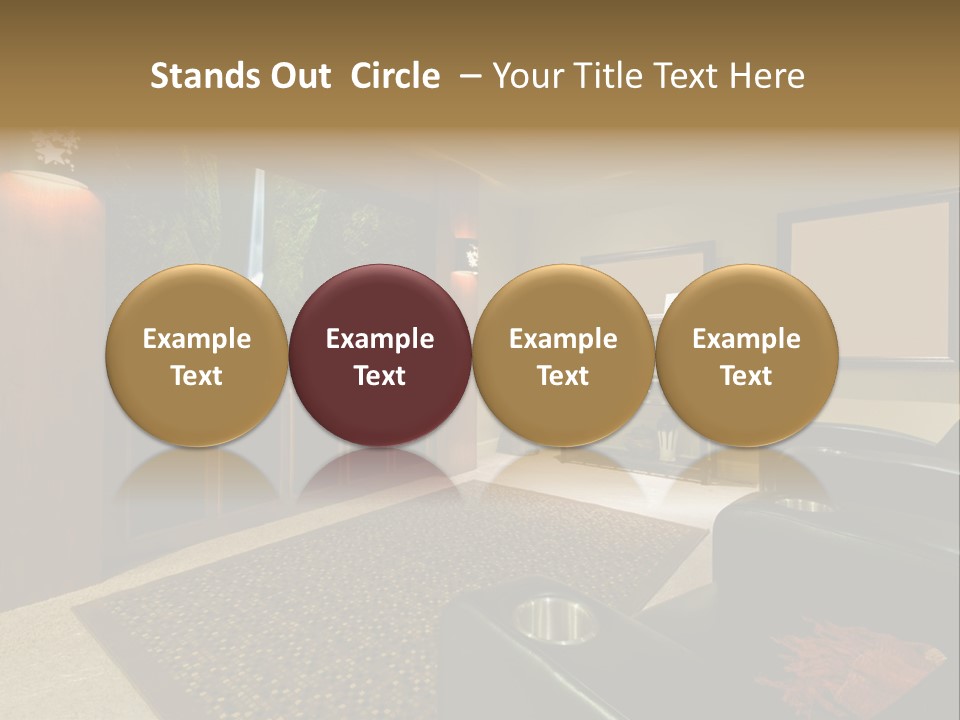 A Living Room With A Large Screen Tv PowerPoint Template