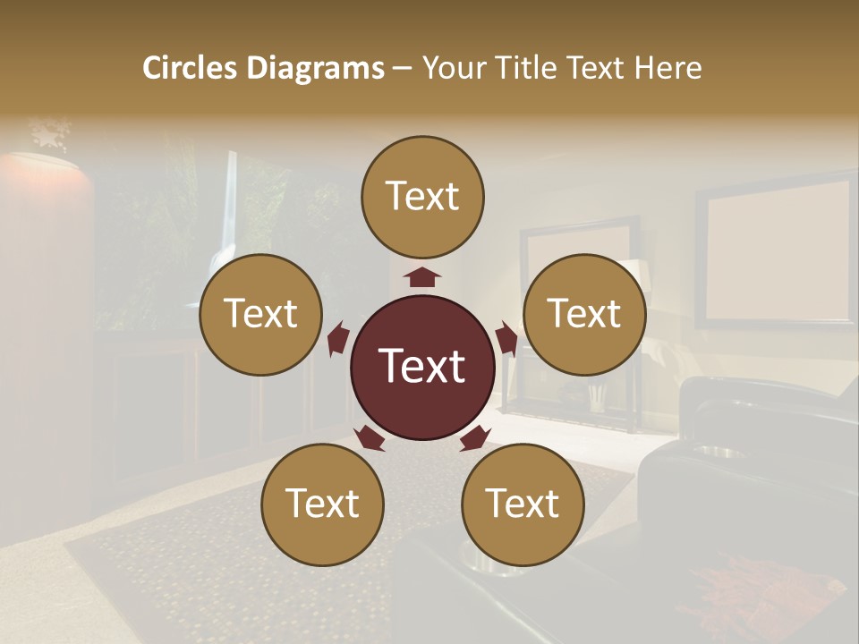 A Living Room With A Large Screen Tv PowerPoint Template