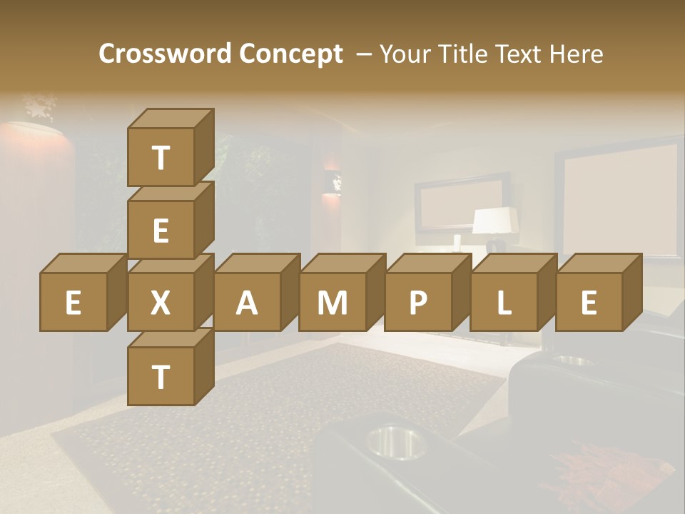 A Living Room With A Large Screen Tv PowerPoint Template