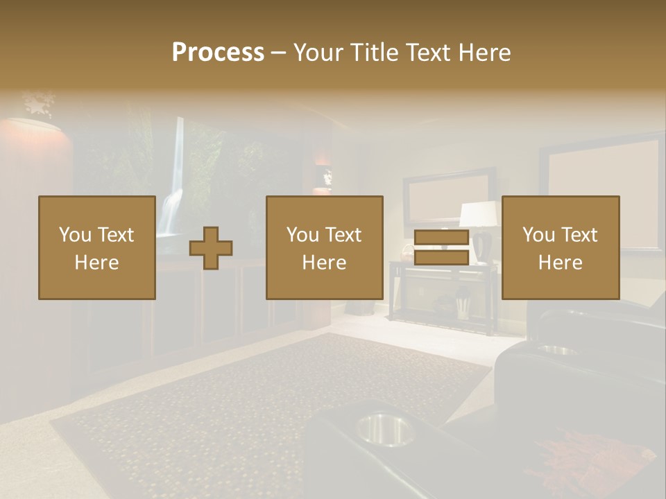 A Living Room With A Large Screen Tv PowerPoint Template