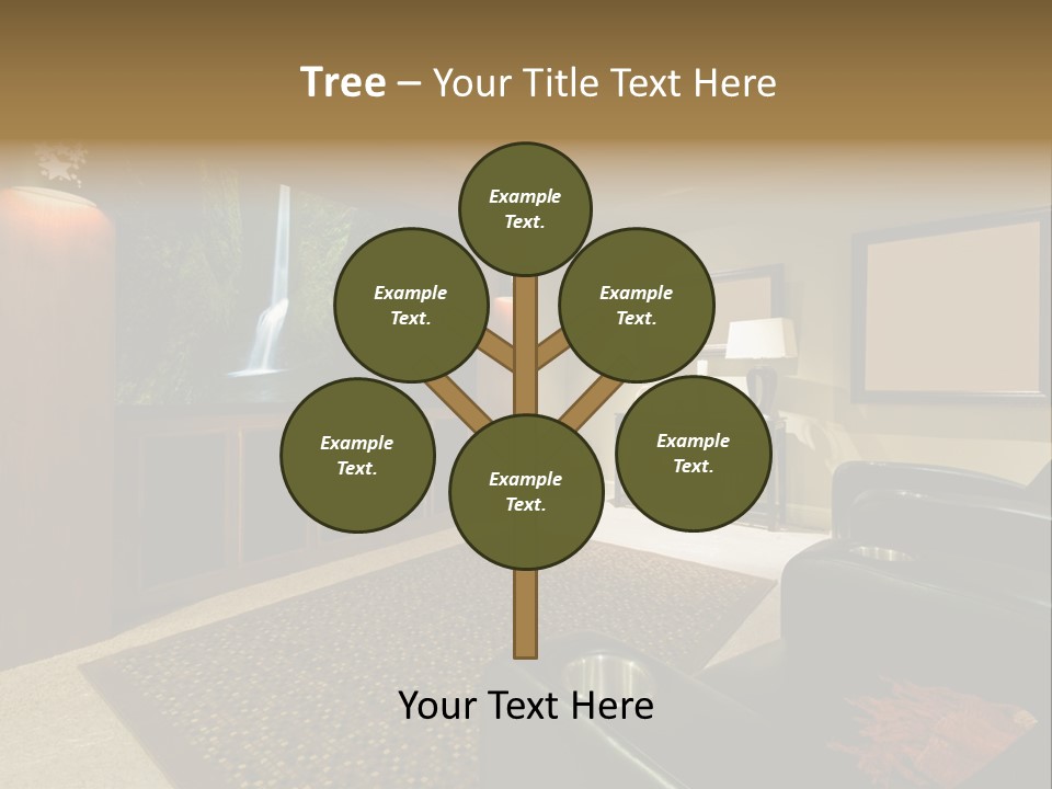 A Living Room With A Large Screen Tv PowerPoint Template