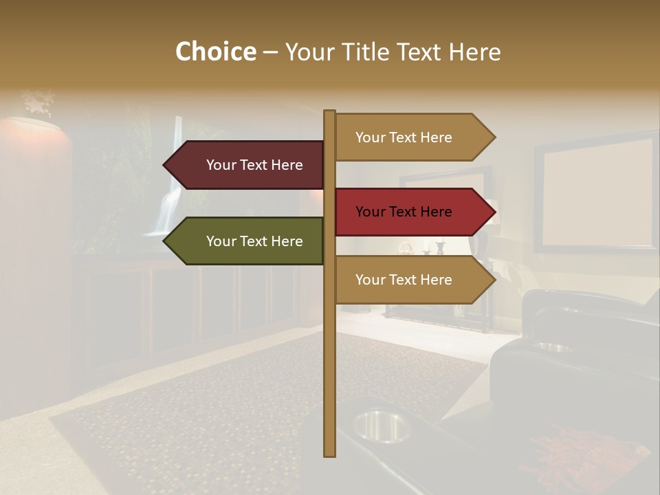 A Living Room With A Large Screen Tv PowerPoint Template