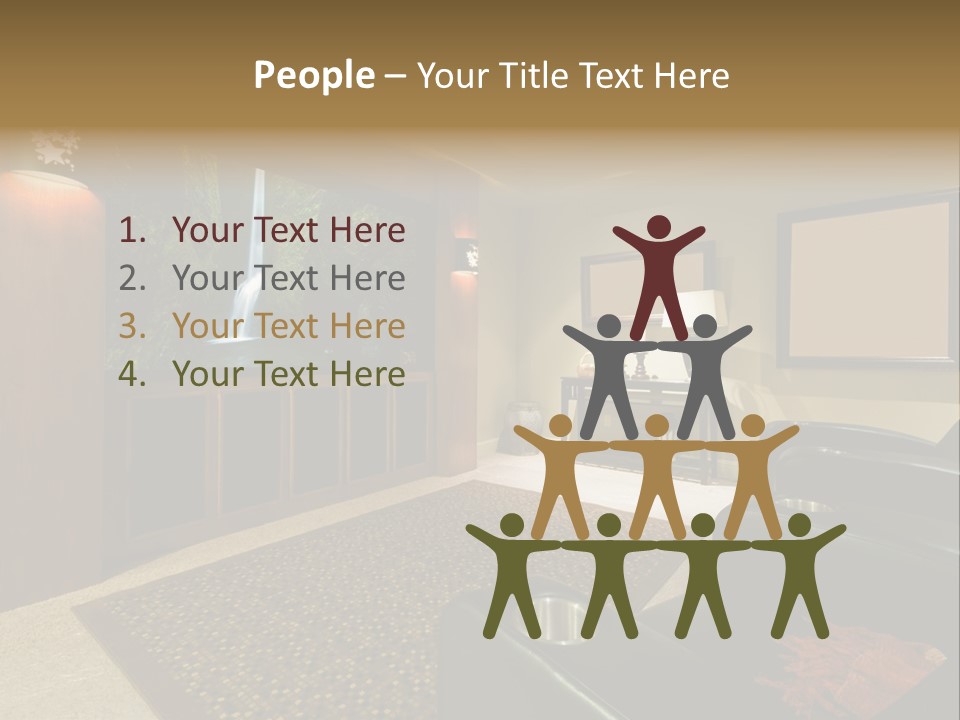 A Living Room With A Large Screen Tv PowerPoint Template