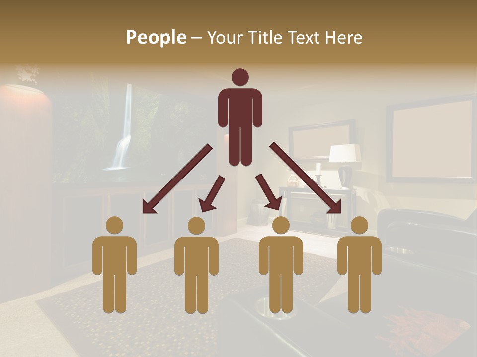 A Living Room With A Large Screen Tv PowerPoint Template