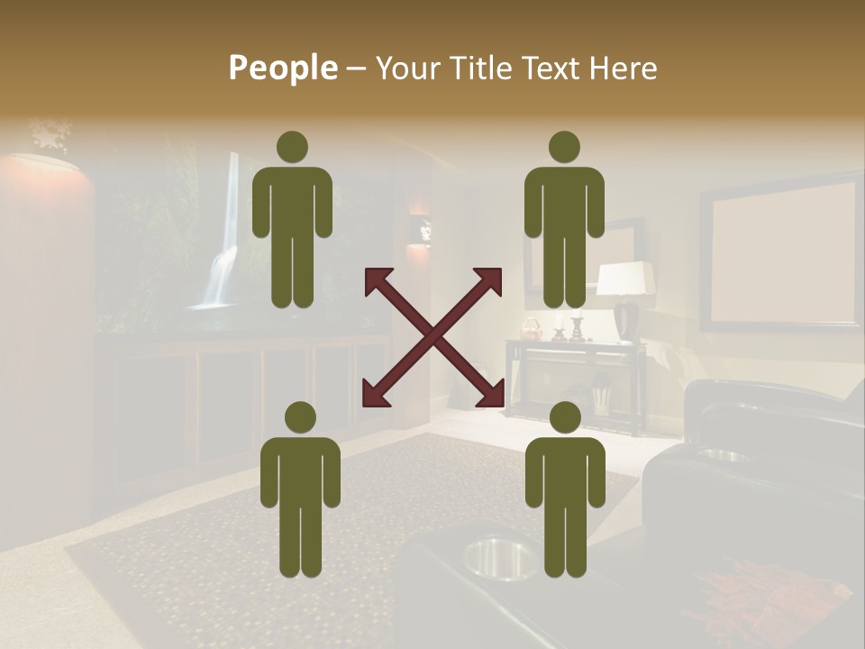 A Living Room With A Large Screen Tv PowerPoint Template