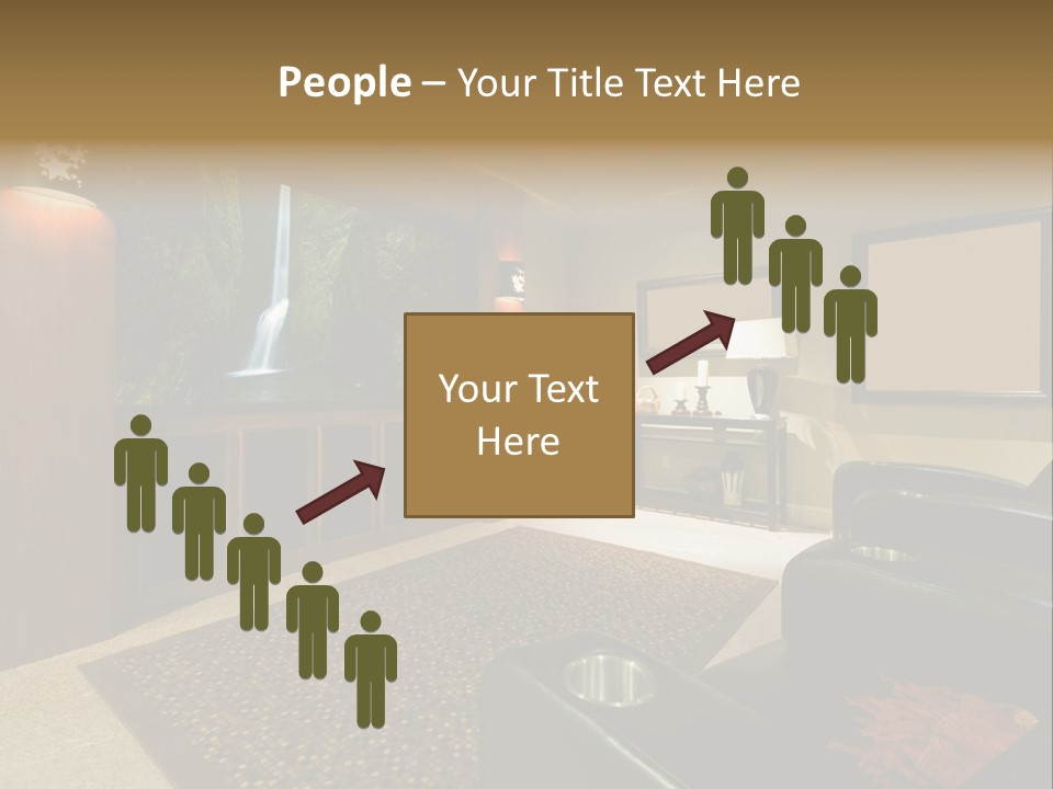 A Living Room With A Large Screen Tv PowerPoint Template