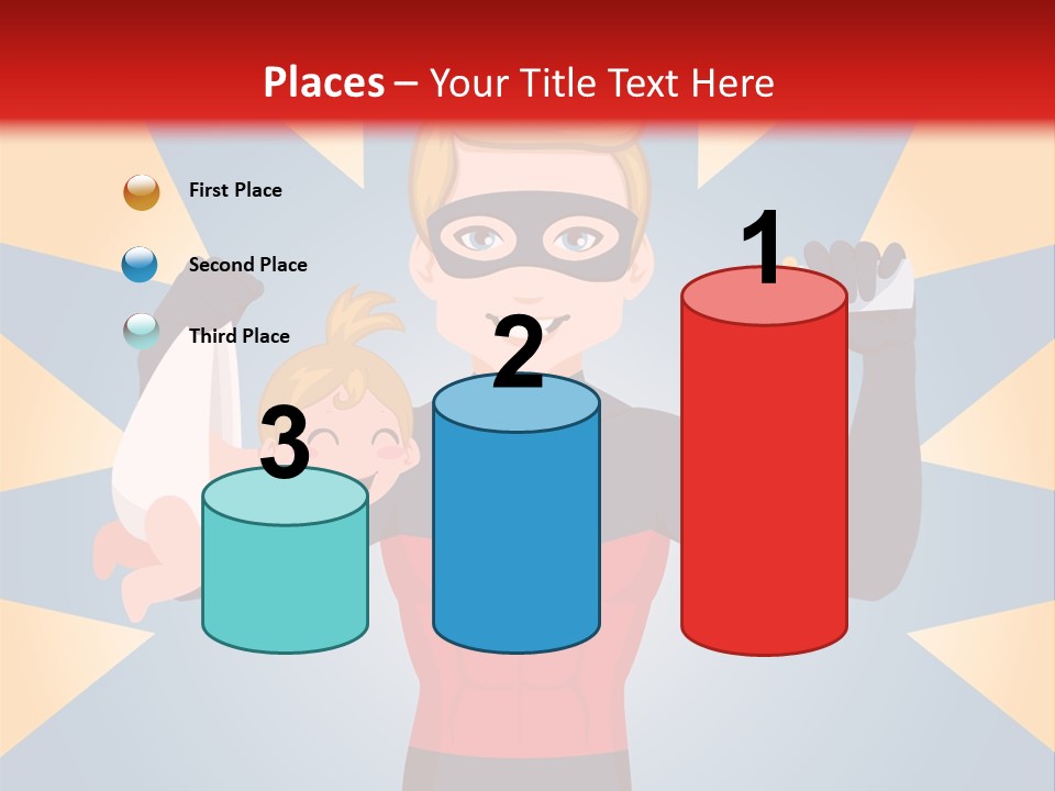 A Man In A Superhero Costume Holding A Baby PowerPoint Template