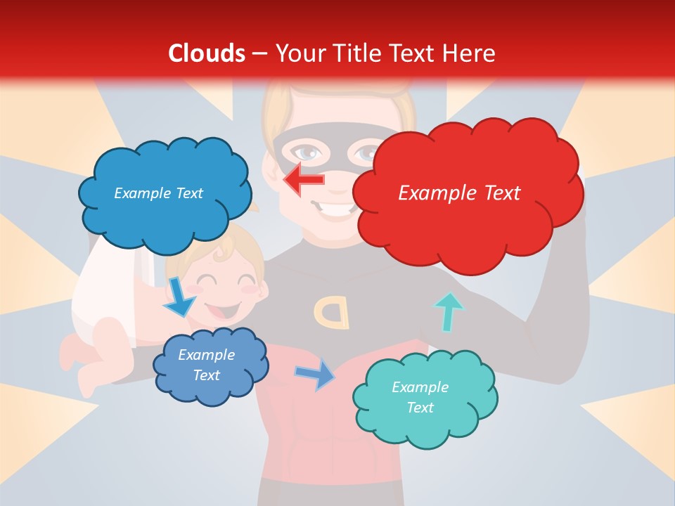 A Man In A Superhero Costume Holding A Baby PowerPoint Template
