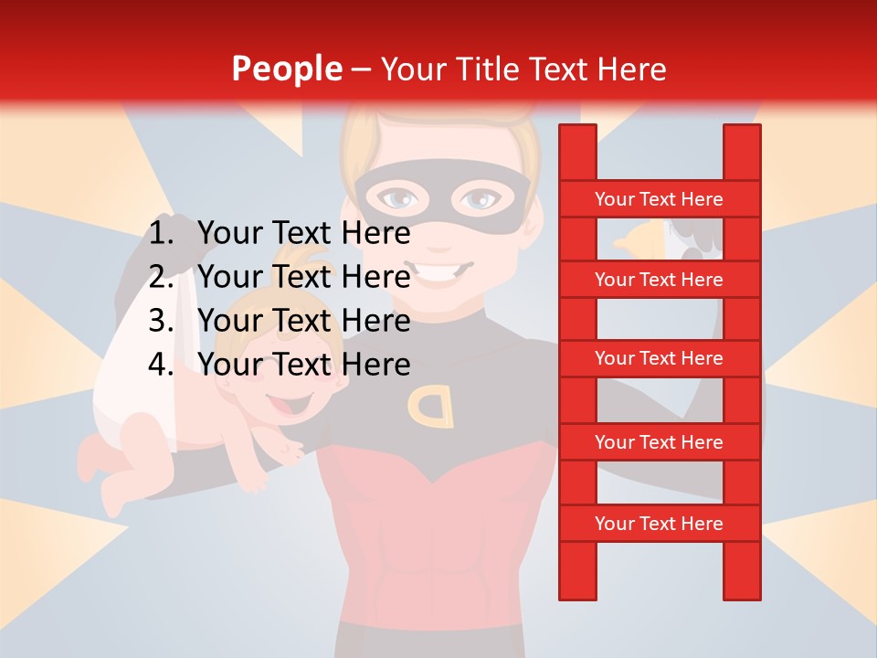A Man In A Superhero Costume Holding A Baby PowerPoint Template