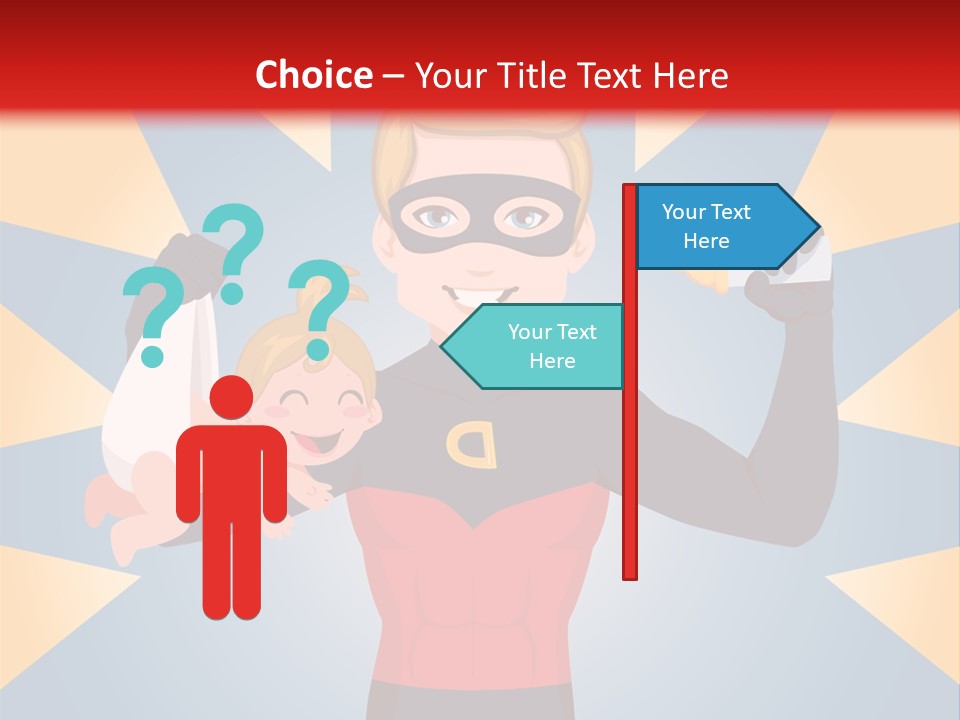 A Man In A Superhero Costume Holding A Baby PowerPoint Template
