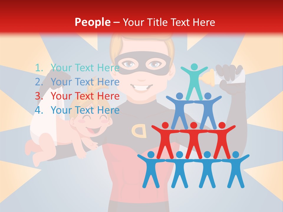 A Man In A Superhero Costume Holding A Baby PowerPoint Template