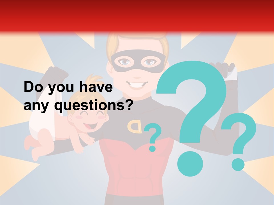 A Man In A Superhero Costume Holding A Baby PowerPoint Template