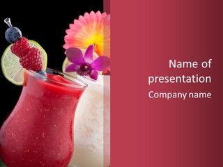 A Red Drink With A Garnish On Top Of It PowerPoint Template
