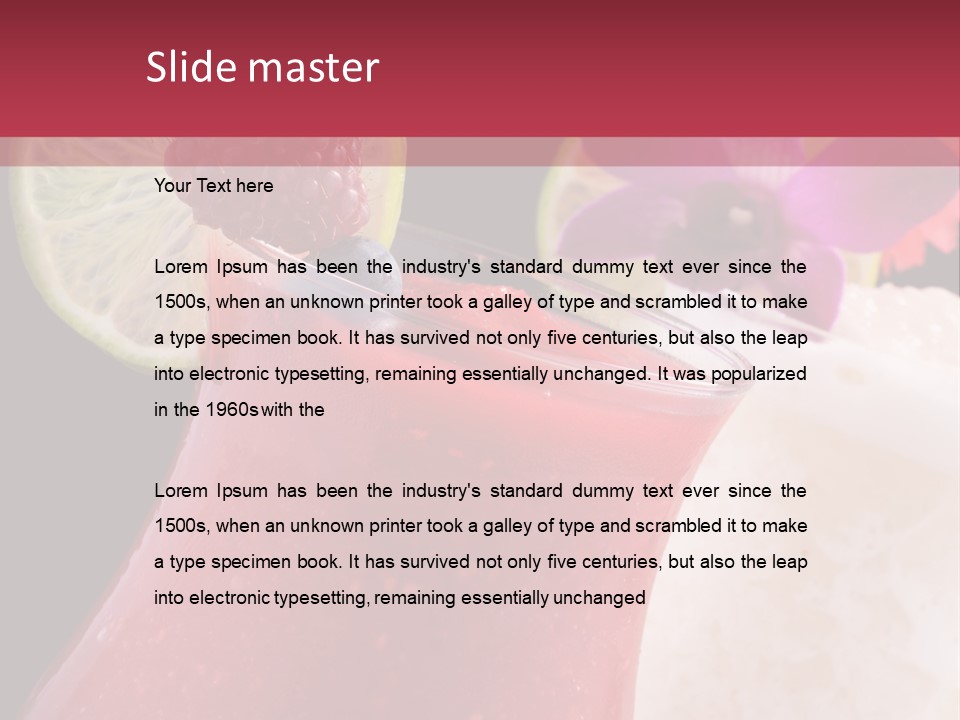 A Red Drink With A Garnish On Top Of It PowerPoint Template