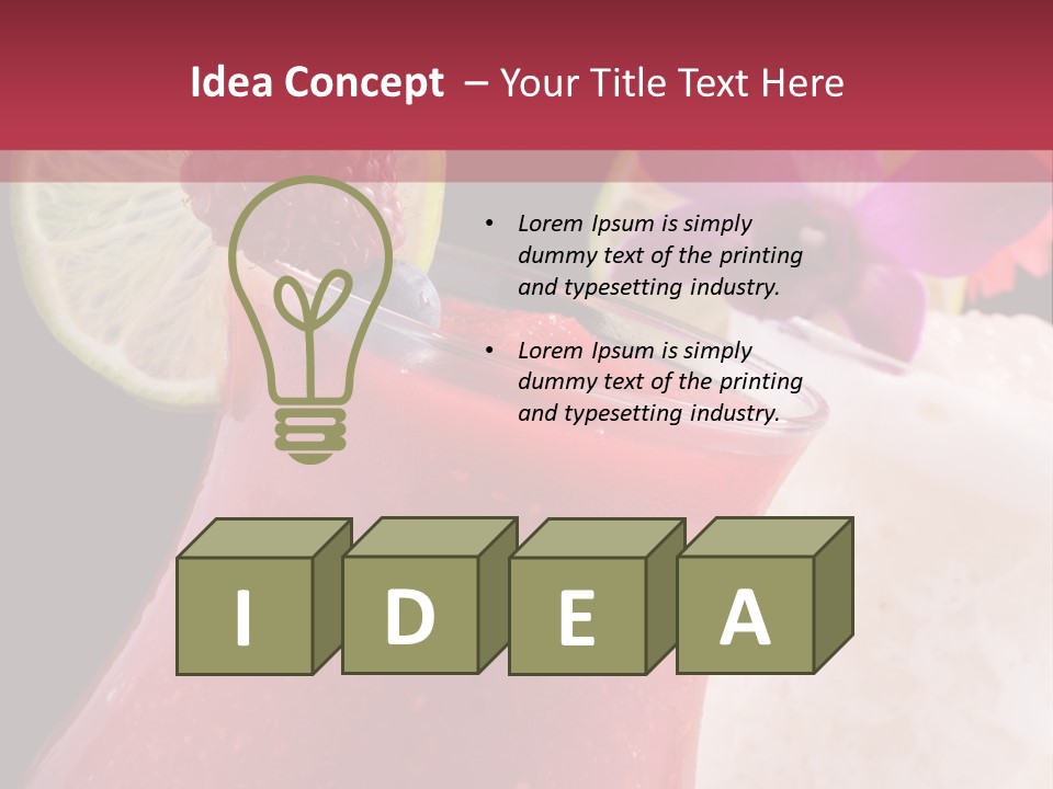 A Red Drink With A Garnish On Top Of It PowerPoint Template