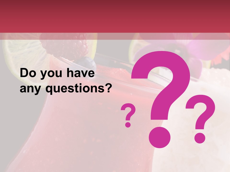 A Red Drink With A Garnish On Top Of It PowerPoint Template