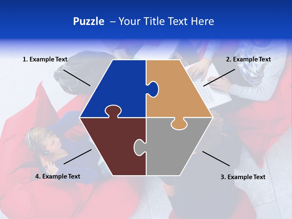 A Group Of People Sitting On Bean Bag Chairs Working On Laptops PowerPoint Template