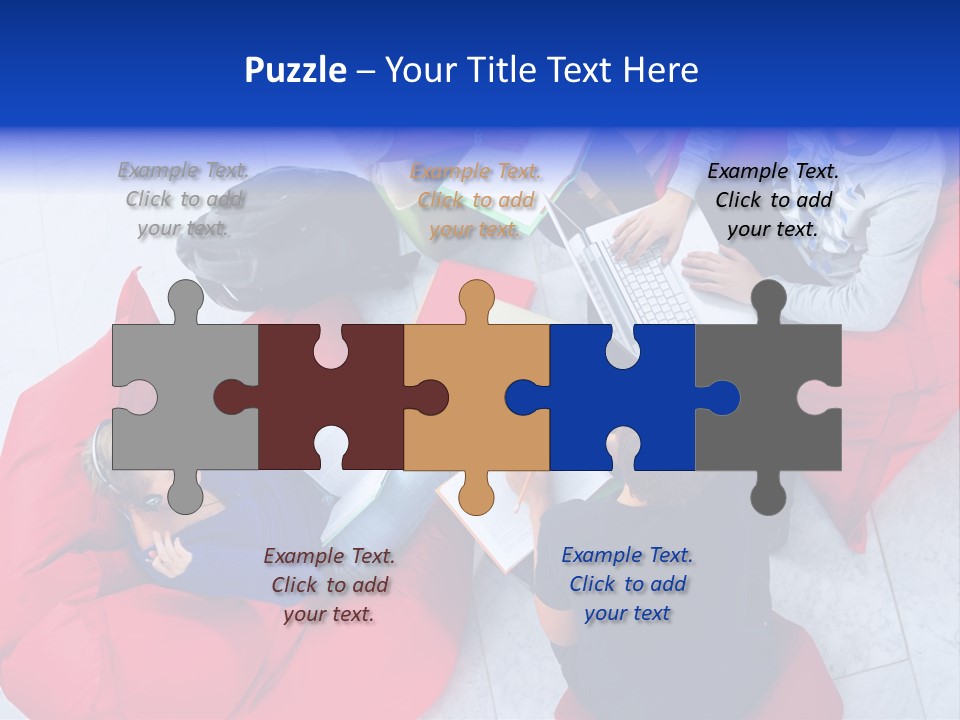 A Group Of People Sitting On Bean Bag Chairs Working On Laptops PowerPoint Template