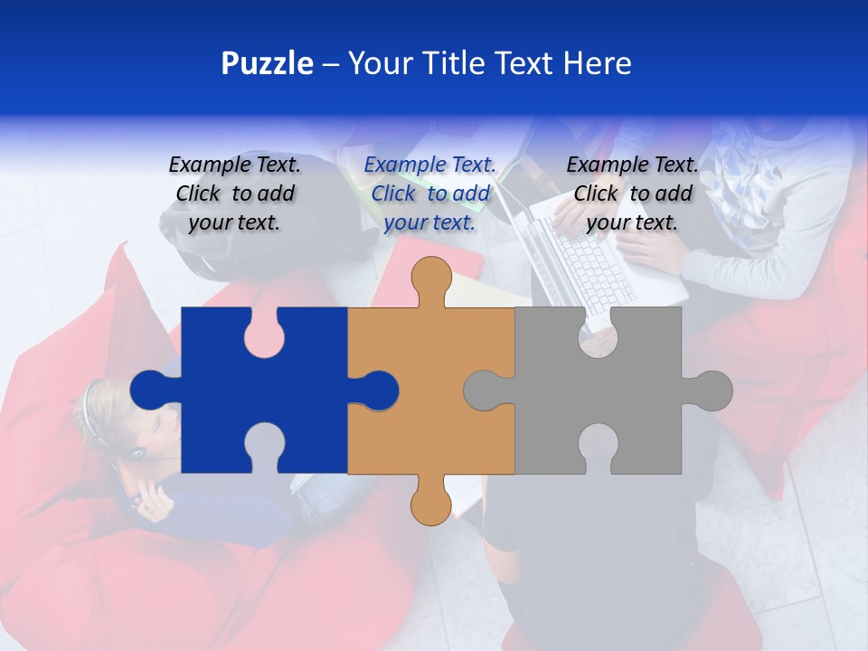 A Group Of People Sitting On Bean Bag Chairs Working On Laptops PowerPoint Template