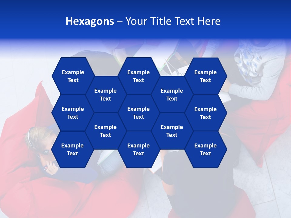 A Group Of People Sitting On Bean Bag Chairs Working On Laptops PowerPoint Template