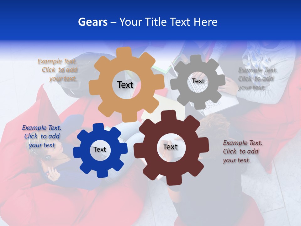 A Group Of People Sitting On Bean Bag Chairs Working On Laptops PowerPoint Template