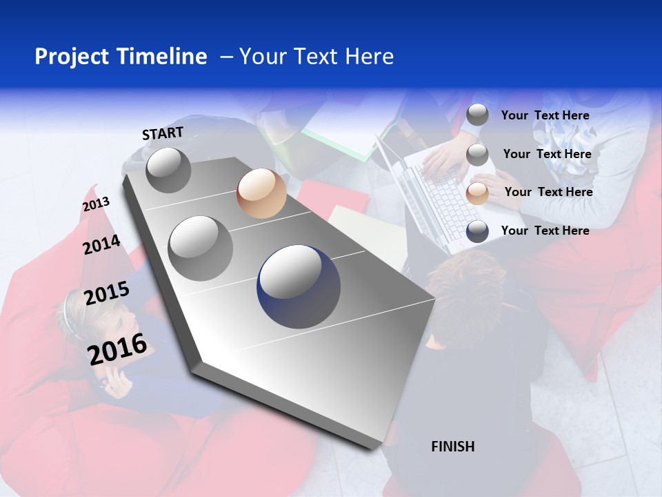 A Group Of People Sitting On Bean Bag Chairs Working On Laptops PowerPoint Template