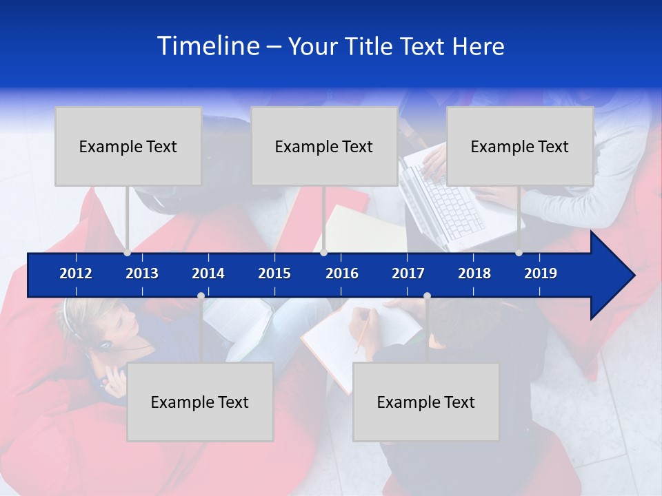 A Group Of People Sitting On Bean Bag Chairs Working On Laptops PowerPoint Template