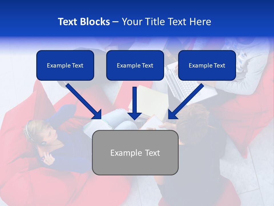 A Group Of People Sitting On Bean Bag Chairs Working On Laptops PowerPoint Template