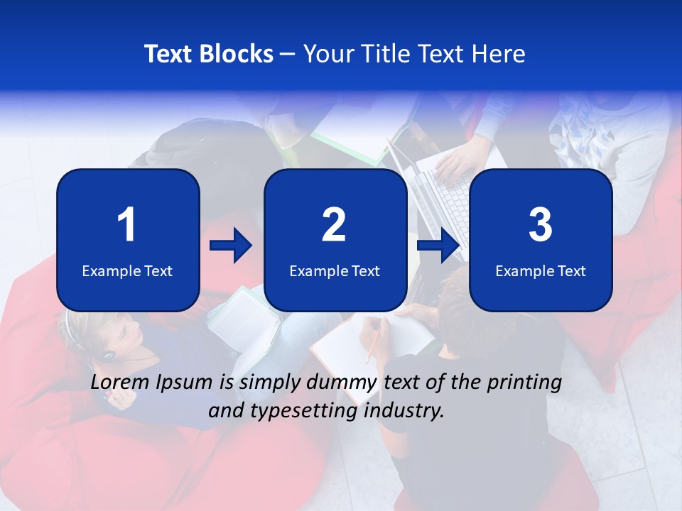 A Group Of People Sitting On Bean Bag Chairs Working On Laptops PowerPoint Template