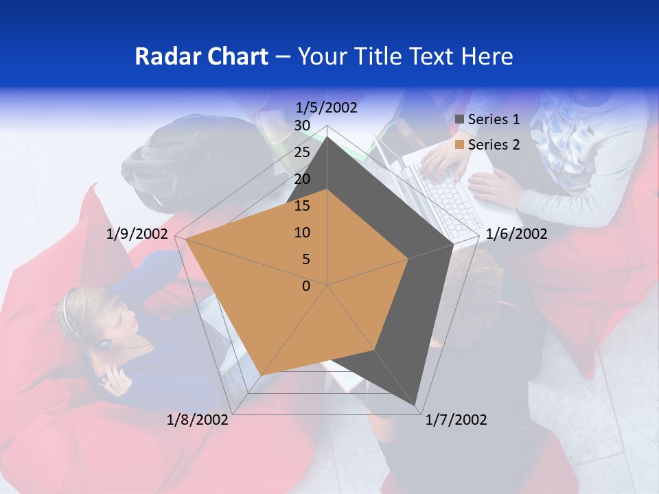 A Group Of People Sitting On Bean Bag Chairs Working On Laptops PowerPoint Template
