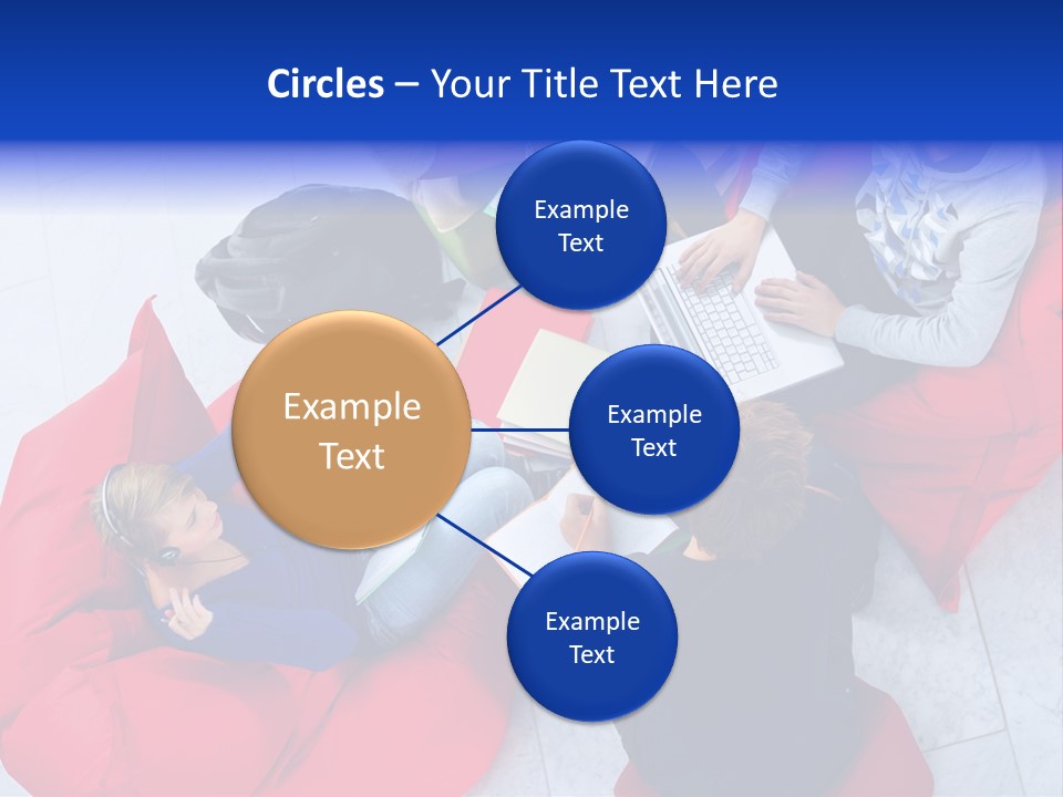 A Group Of People Sitting On Bean Bag Chairs Working On Laptops PowerPoint Template