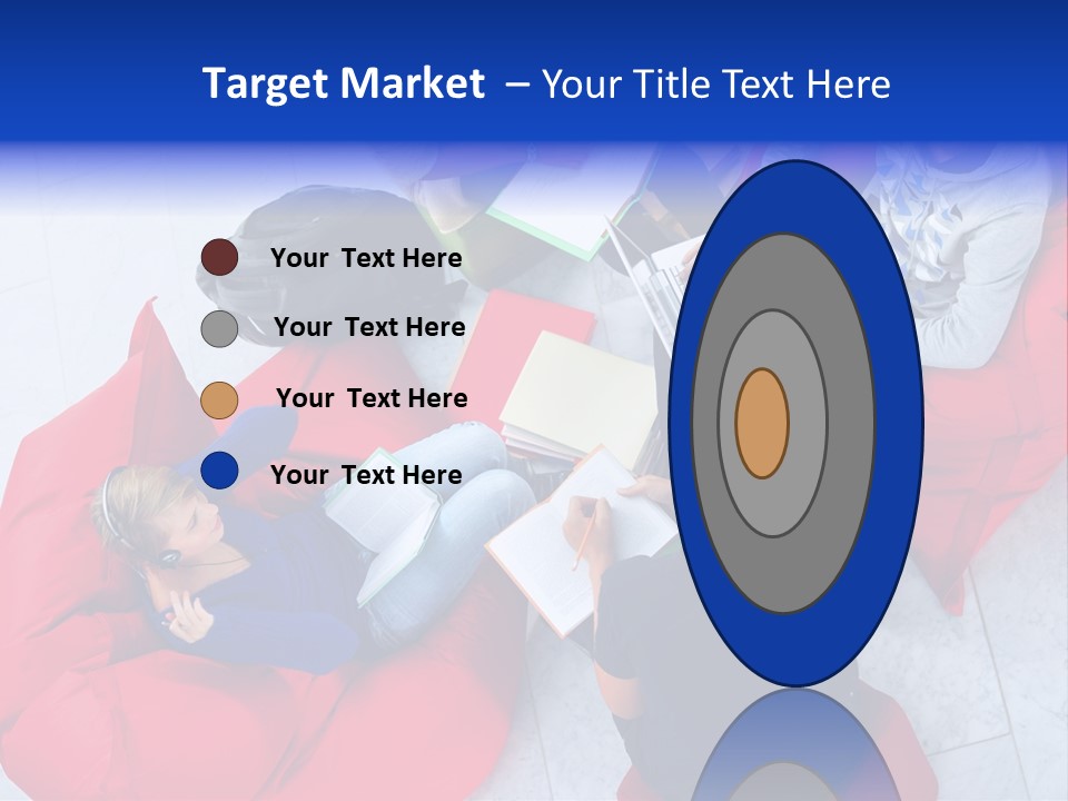 A Group Of People Sitting On Bean Bag Chairs Working On Laptops PowerPoint Template