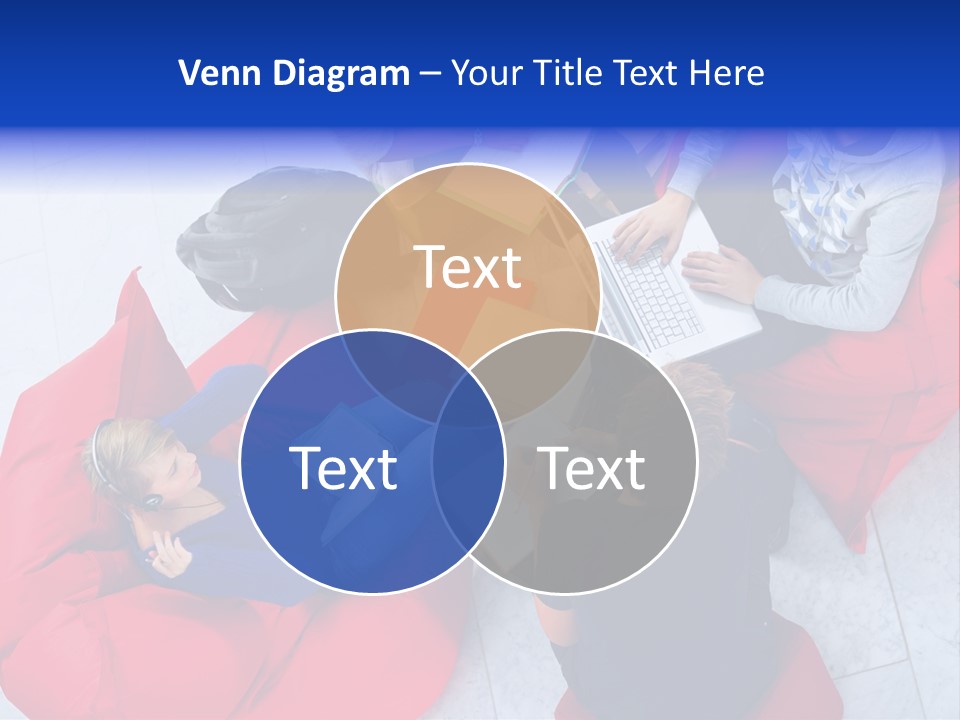 A Group Of People Sitting On Bean Bag Chairs Working On Laptops PowerPoint Template