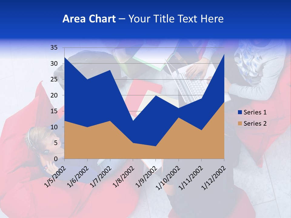 A Group Of People Sitting On Bean Bag Chairs Working On Laptops PowerPoint Template
