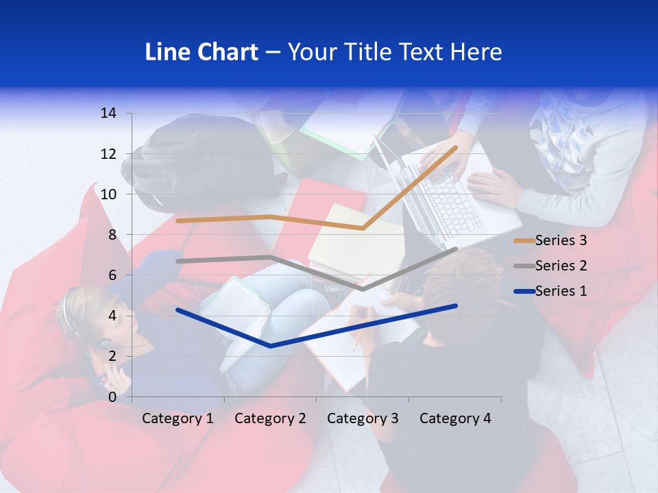 A Group Of People Sitting On Bean Bag Chairs Working On Laptops PowerPoint Template