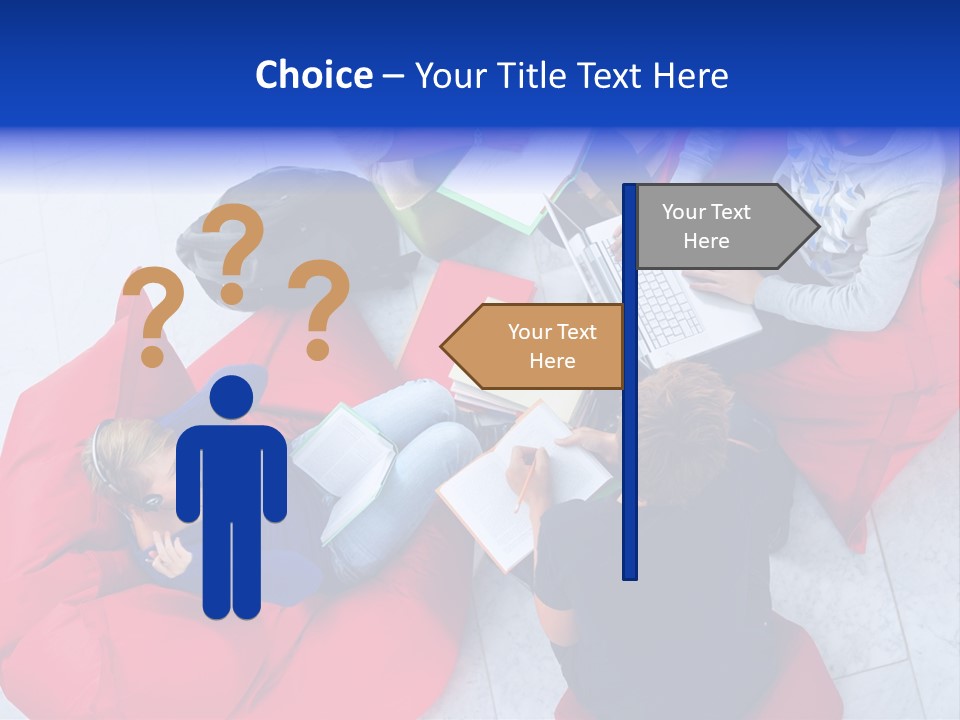 A Group Of People Sitting On Bean Bag Chairs Working On Laptops PowerPoint Template