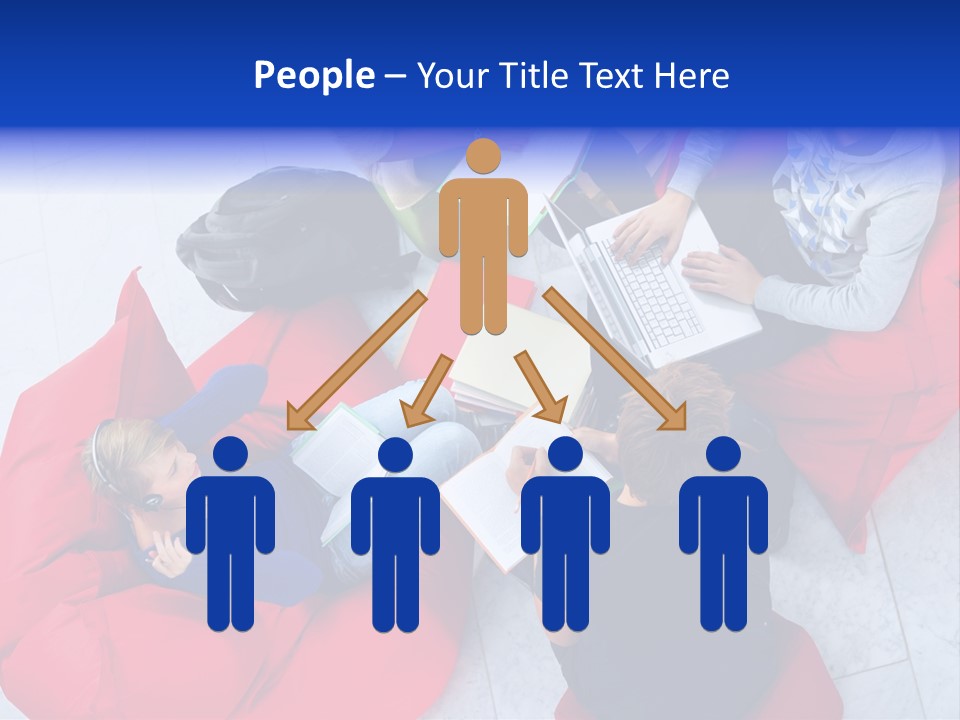 A Group Of People Sitting On Bean Bag Chairs Working On Laptops PowerPoint Template