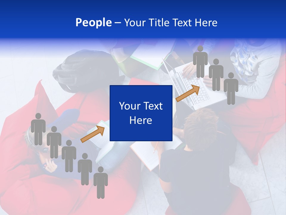 A Group Of People Sitting On Bean Bag Chairs Working On Laptops PowerPoint Template