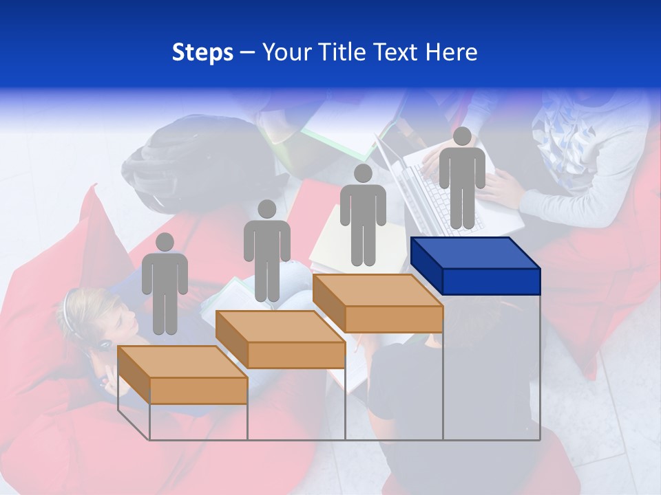 A Group Of People Sitting On Bean Bag Chairs Working On Laptops PowerPoint Template