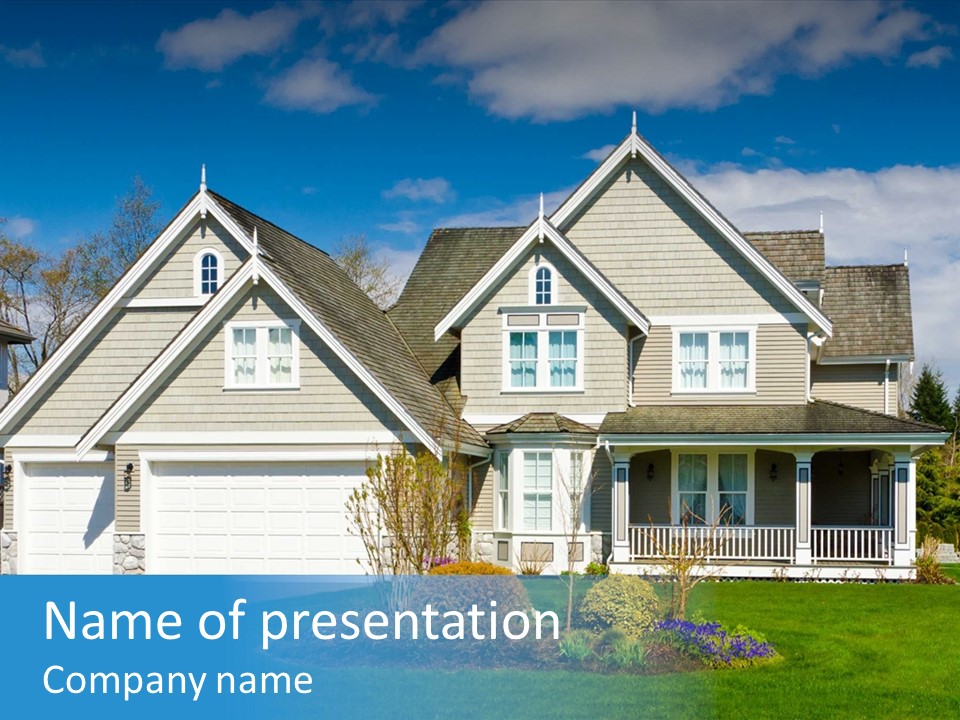 A House With A Blue Sky And Clouds In The Background PowerPoint Template