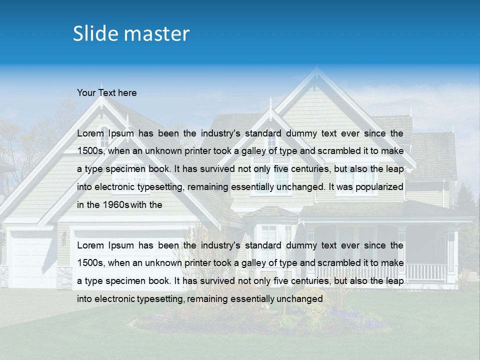 A House With A Blue Sky And Clouds In The Background PowerPoint Template