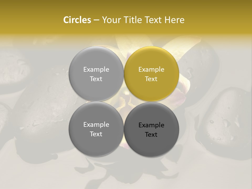 A Yellow Flower Sitting On Top Of Black Rocks PowerPoint Template