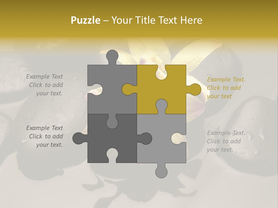 A Yellow Flower Sitting On Top Of Black Rocks PowerPoint Template