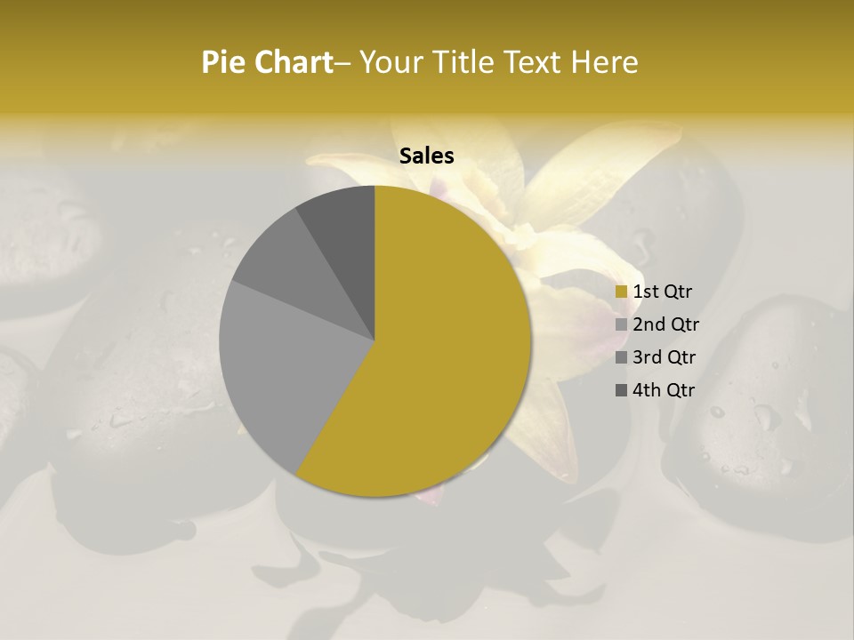 A Yellow Flower Sitting On Top Of Black Rocks PowerPoint Template