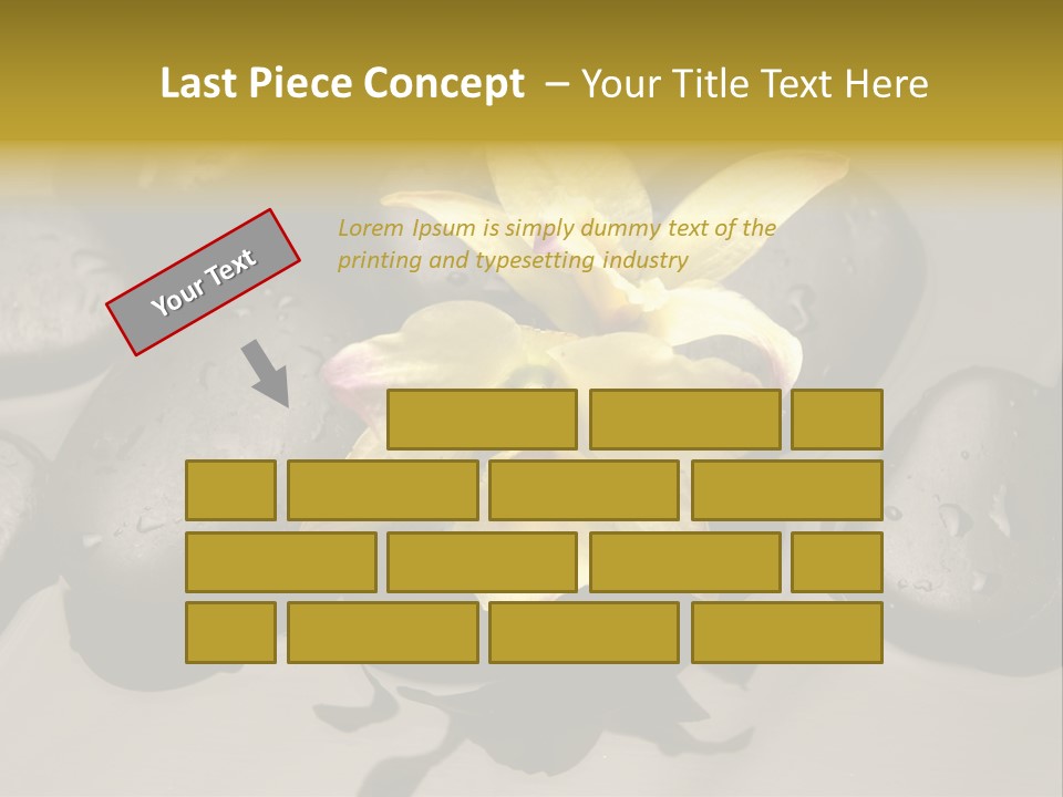 A Yellow Flower Sitting On Top Of Black Rocks PowerPoint Template