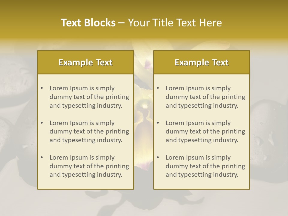 A Yellow Flower Sitting On Top Of Black Rocks PowerPoint Template